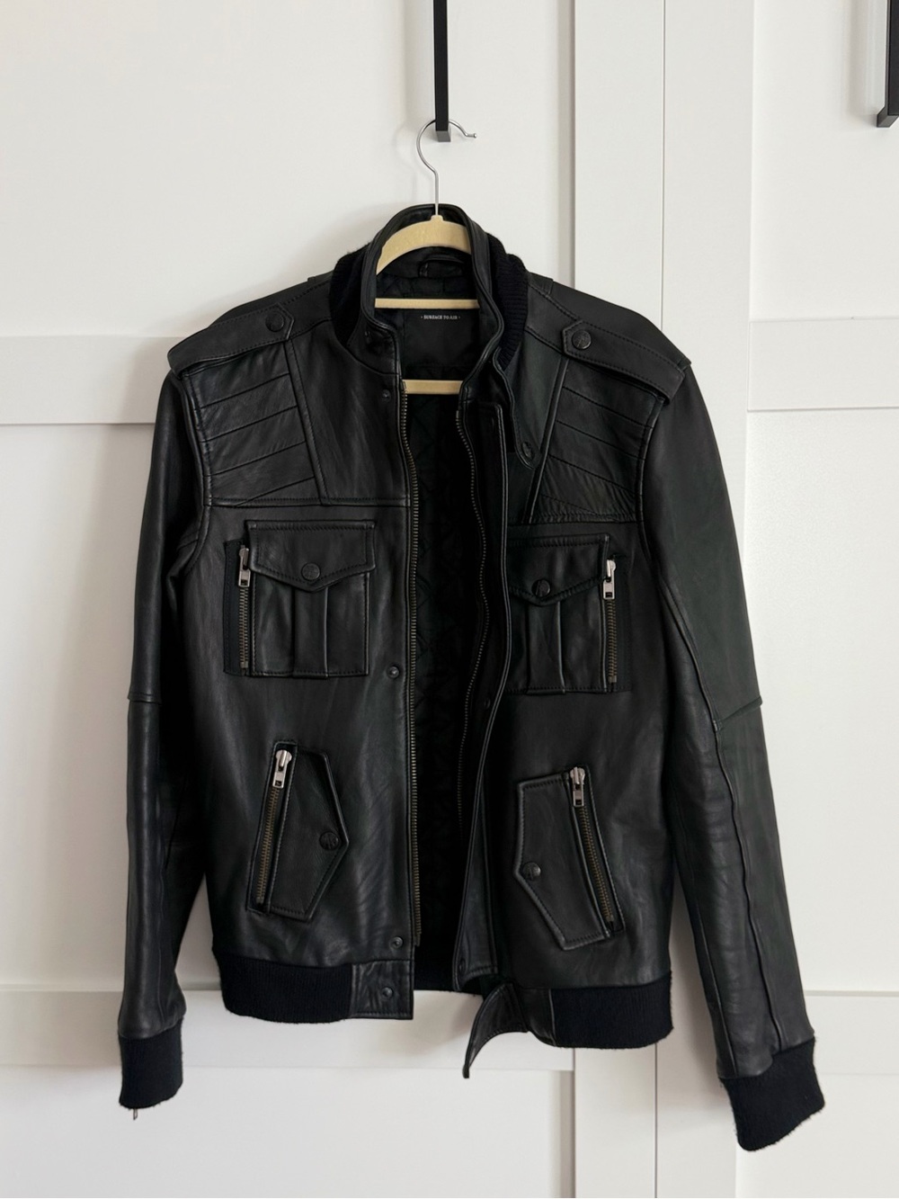 NWT RARE Surface To Air “Outsider” Lambskin Leather Utility Bomber Jacket
